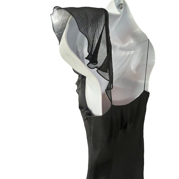 Banana Republic Womens Black Silk Chiffon Dress Size 4P - Picture 5 of 11